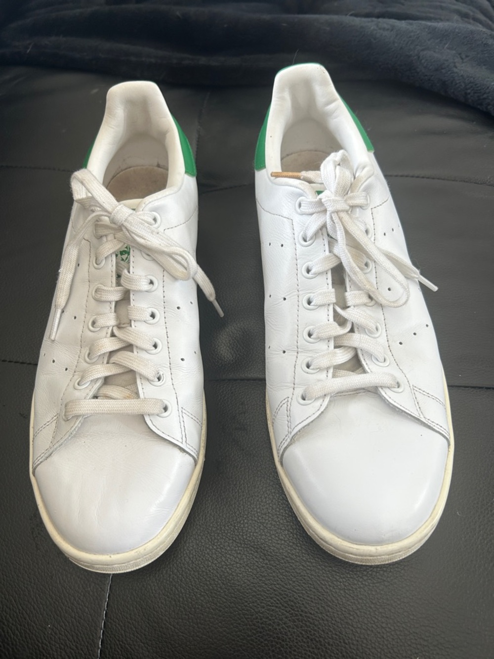 adidas White Leather Sneakers with Green Heel Tab